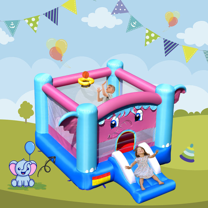 Inflatable Bounce House 3-in-1 Elephant Theme Inflatable Castle w/ 480W Blower Image 3
