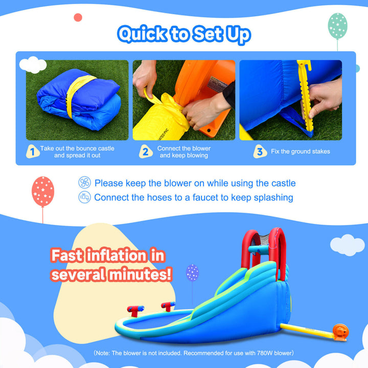 Inflatable Waterslide Wet and Dry Bounce House w/Upgraded Handrail Blower Excluded Image 7