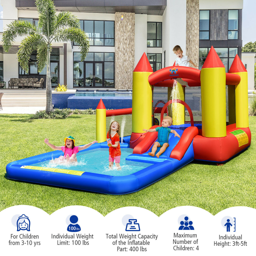 Inflatable Water Slide Castle Kids Bounce House Indoor and Outdoor w/ 480W Blower Image 6