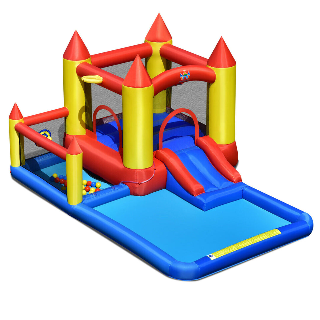 Inflatable Water Slide Castle Kids Bounce House Indoor and Outdoor w/ 480W Blower Image 10