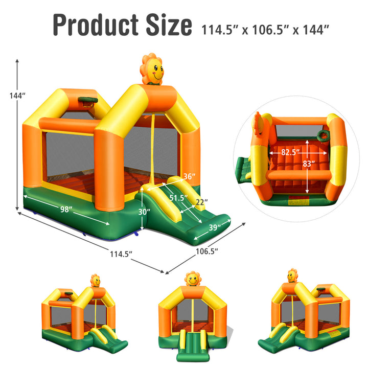 Inflatable Bounce Castle Jumping House Kids Playhouse w/ Slide and 735W Blower Image 2