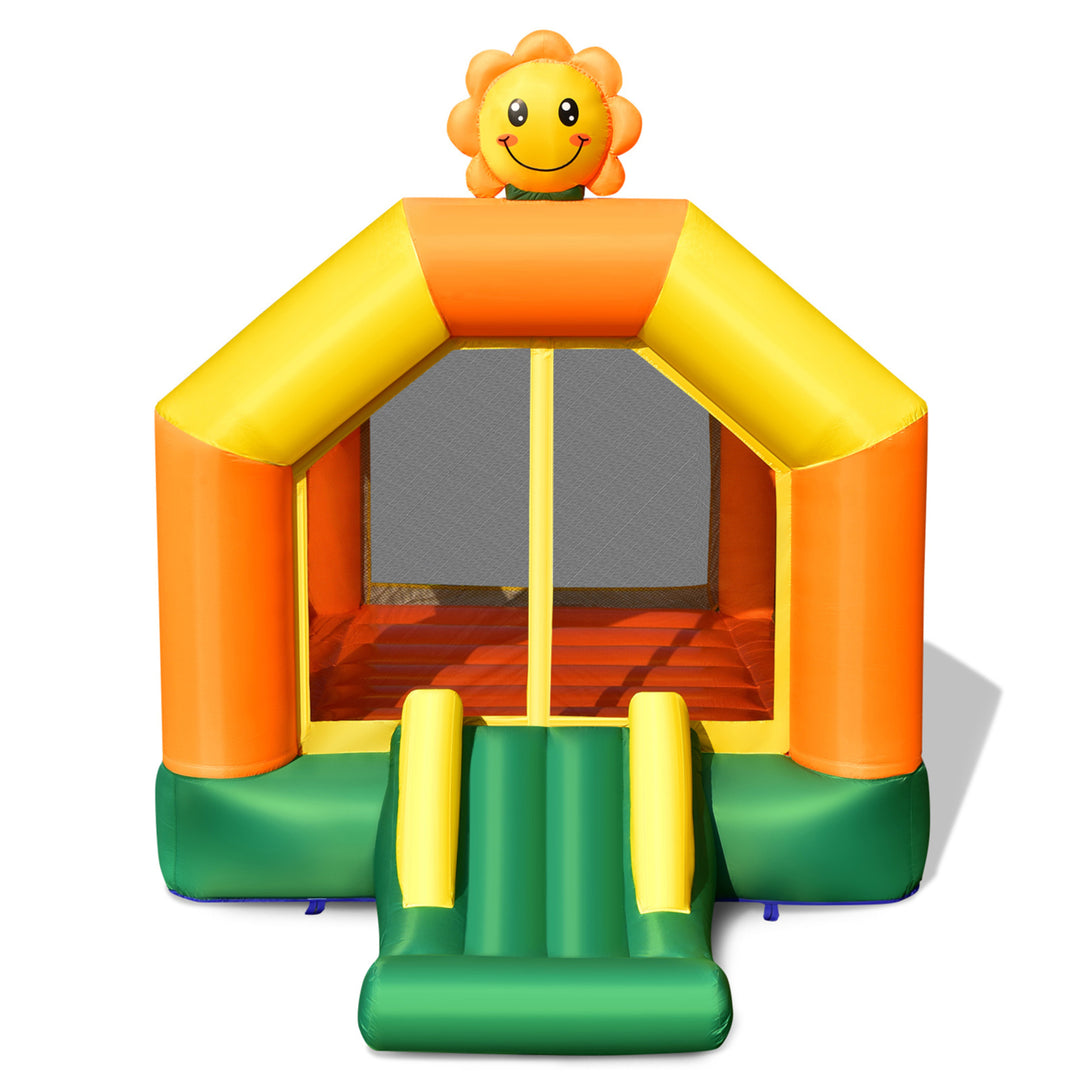 Inflatable Bounce Castle Jumping House Kids Playhouse w/ Slide and 735W Blower Image 9