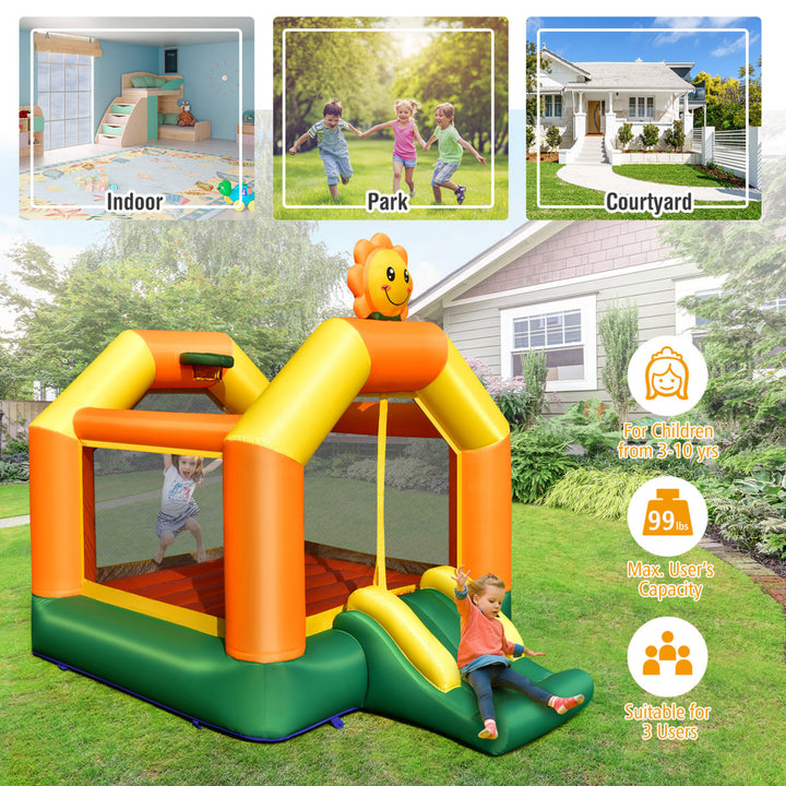 Inflatable Bounce Castle Jumping House Kids Playhouse w/ Slide Blower Excluded Image 4