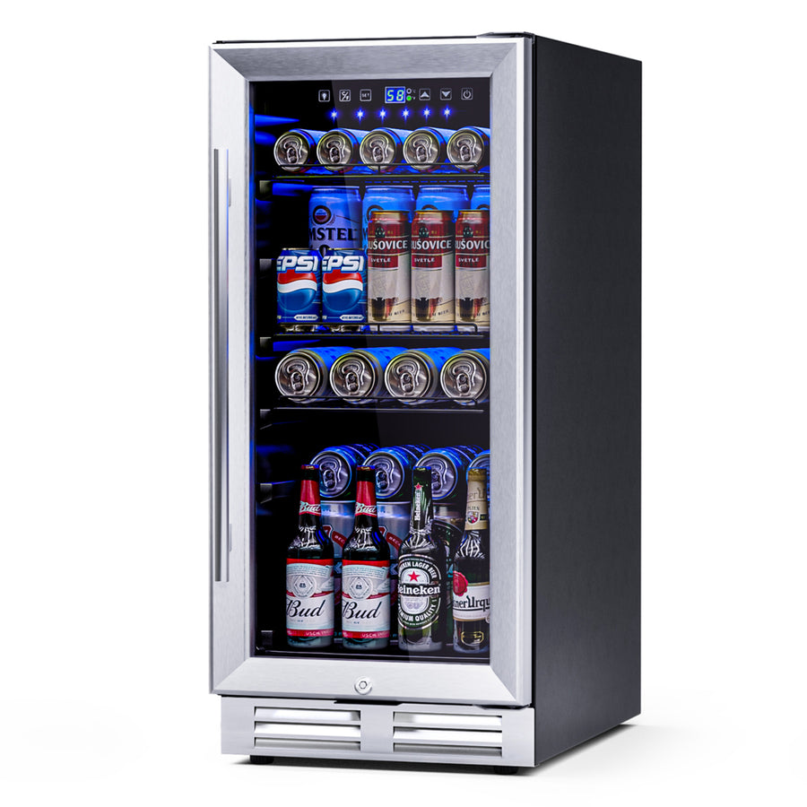 15 Inch Beverage Cooler Refrigerator 100 Can Built-in Freestanding Beverage Image 1
