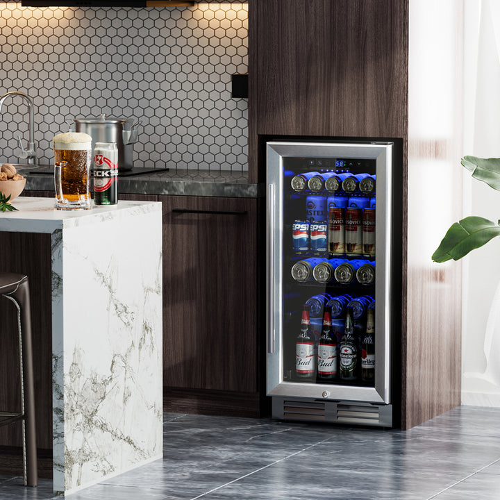 15 Inch Beverage Cooler Refrigerator 100 Can Built-in Freestanding Beverage Image 4