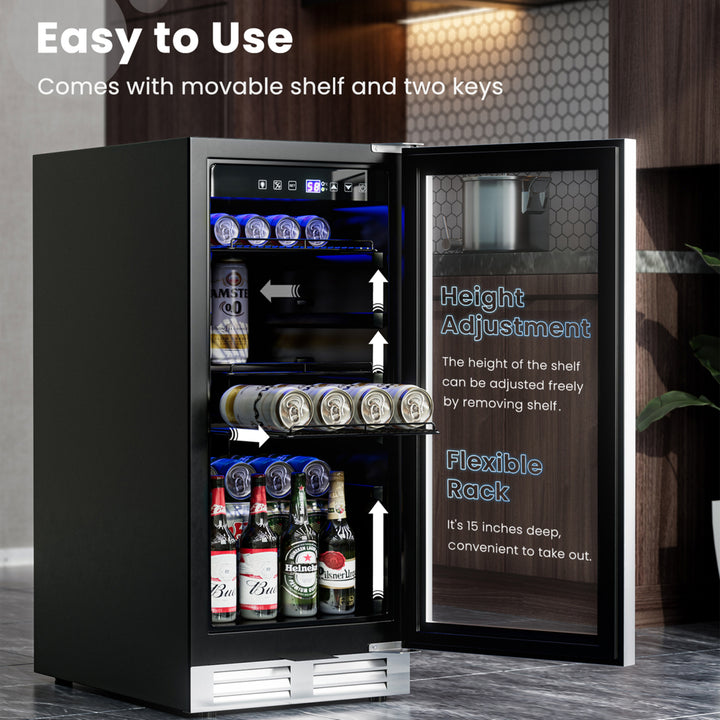 15 Inch Beverage Cooler Refrigerator 100 Can Built-in Freestanding Beverage Image 7