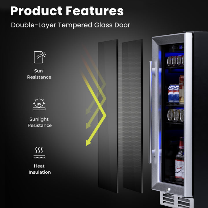 15 Inch Beverage Cooler Refrigerator 100 Can Built-in Freestanding Beverage Image 9
