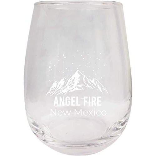 Angel Fire New Mexico Ski Adventures Etched Stemless Wine Glass 9 oz 2-Pack Image 1