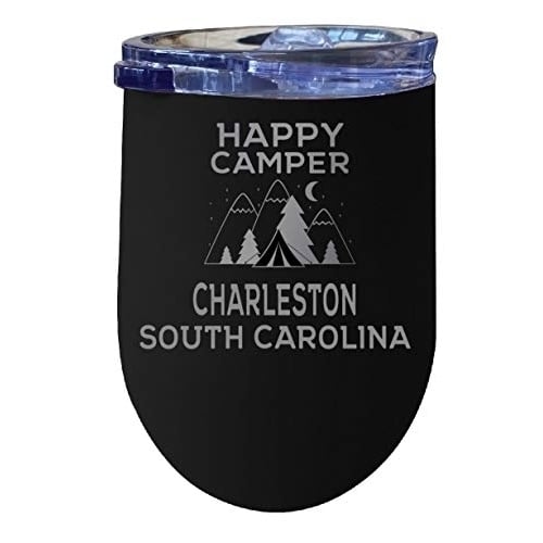 Charleston South Carolina Souvenir 12 oz Black Laser Etched Insulated Wine Stainless Steel Tumbler Image 1