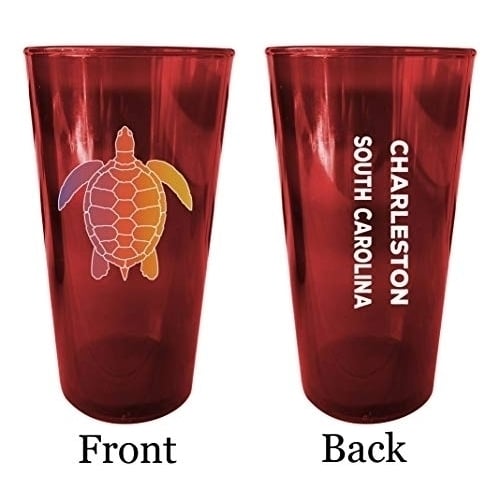 Charleston South Carolina Souvenir 16 oz Red Plastic Pint Glass 4-Pack Image 1