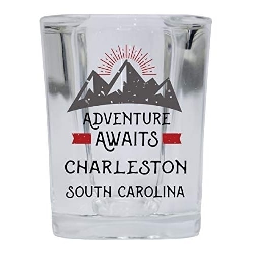 Charleston South Carolina Souvenir 2 Ounce Square Base Liquor Shot Glass Adventure Awaits Design Image 1