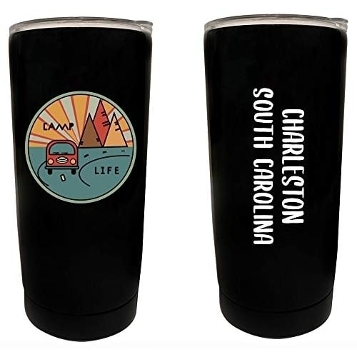 Charleston South Carolina Souvenir 16 oz Stainless Steel Insulated Tumbler Camp Life Design Image 1