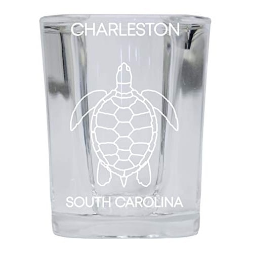 Charleston South Carolina Souvenir 2 Ounce Square Shot Glass laser etched Turtle Design Image 1