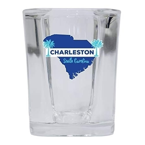 Charleston South Carolina State Shape Map Trendy Summer Souvenir Square Shot Glass Image 1