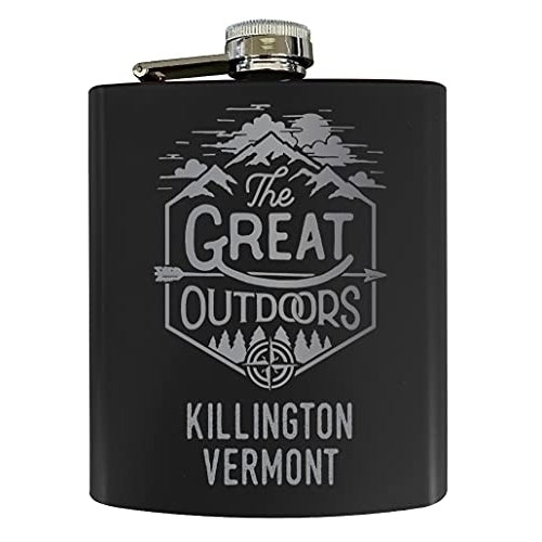 Killington Vermont Laser Engraved Explore the Outdoors Souvenir 7 oz Stainless Steel 7 oz Flask Black Image 1