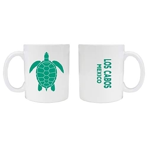 Los Cabos Mexico Souvenir White Ceramic Coffee Mug 2 Pack Turtle Design Image 1