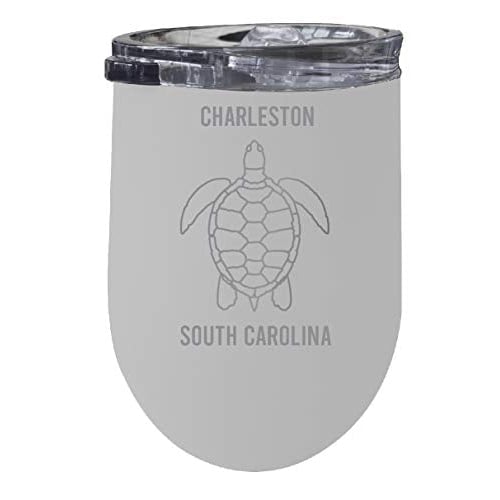 R and R Imports Charleston South Carolina 12 oz White Laser Etched Insulated Wine Stainless Steel Image 1
