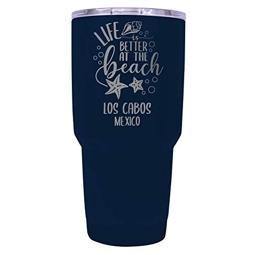 Los Cabos Mexico Souvenir Laser Engraved 24 Oz Insulated Stainless Steel Tumbler Navy. Image 1