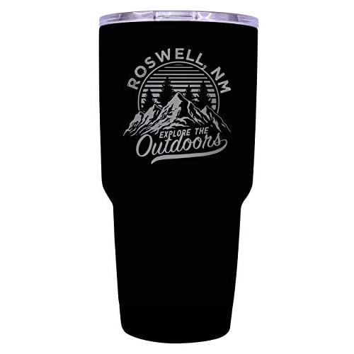 Roswell Mexico Souvenir Laser Engraved 24 oz Insulated Stainless Steel Tumbler Black. Image 1