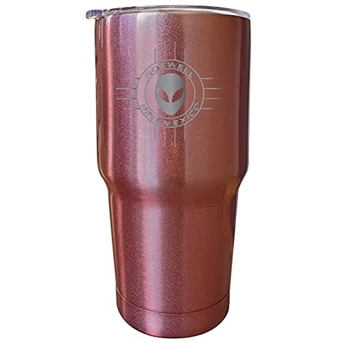 Roswell Mexico UFO Alien I Believe Souvenir Laser Engraved 24 Oz Insulated Stainless Steel Tumbler Rose Gold Image 1