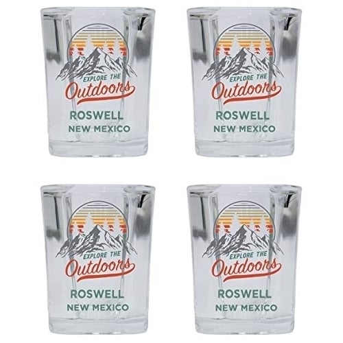 Roswell Mexico Explore the Outdoors Souvenir 2 Ounce Square Base Liquor Shot Glass 4-Pack Image 1