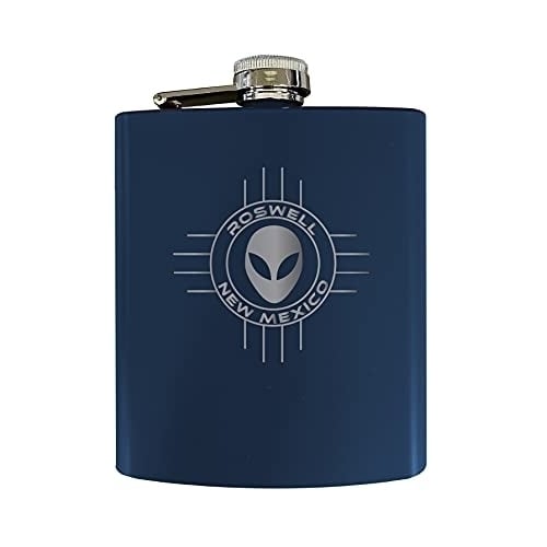 Roswell New Mexico UFO Alien I Believe Souvenir Laser Engraved 7 oz Stainless Steel 7 oz Navy Image 1
