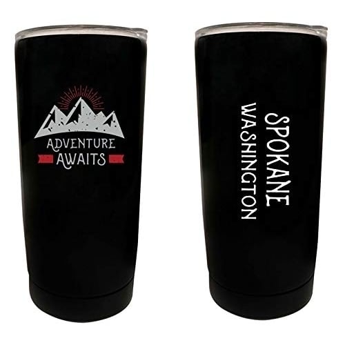 Spokane Washington Souvenir 16 oz Stainless Steel Insulated Tumbler Adventure Awaits Design Image 1