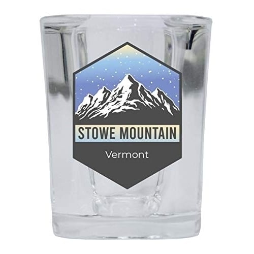 Stowe Mountain Vermont Ski Adventures 2 Ounce Square Base Liquor Shot Glass Image 1