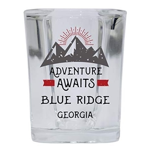 Blue Ridge Georgia Souvenir 2 Ounce Square Base Liquor Shot Glass Adventure Awaits Design Image 1