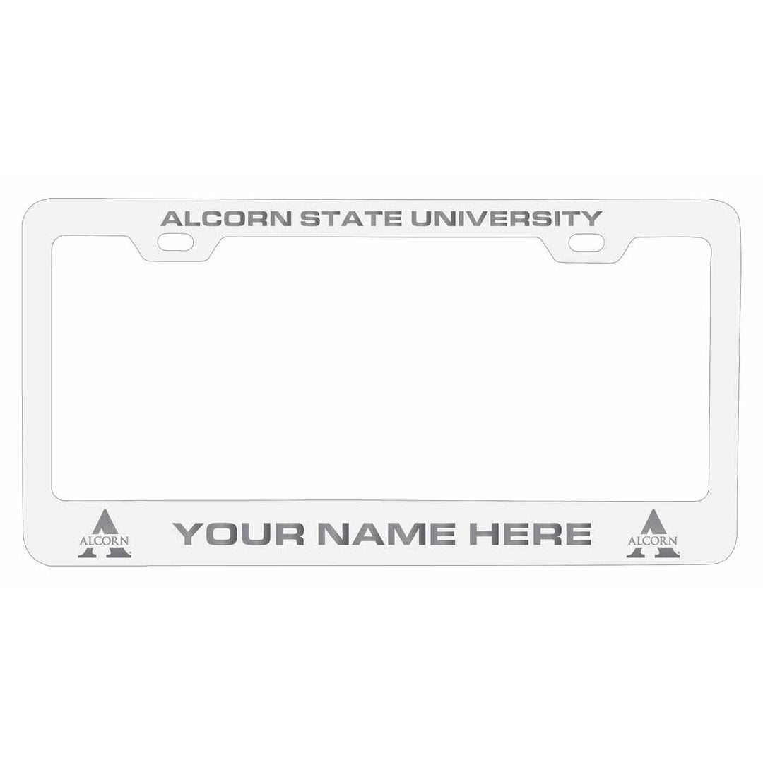 Customizable Alcorn State Braves NCAA Laser-Engraved Metal License Plate Frame - Personalized Car Accessory Image 1