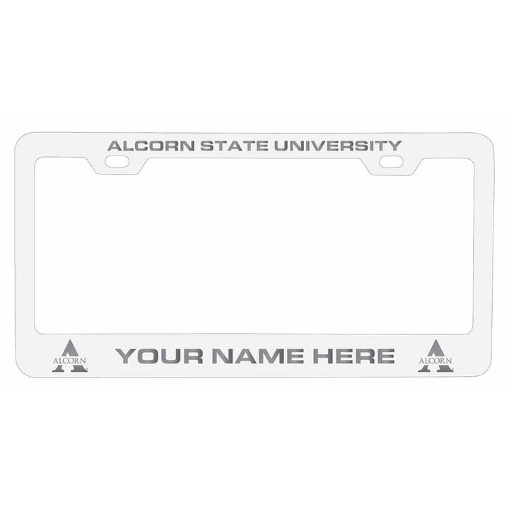 Customizable Alcorn State Braves NCAA Laser-Engraved Metal License Plate Frame - Personalized Car Accessory Image 1