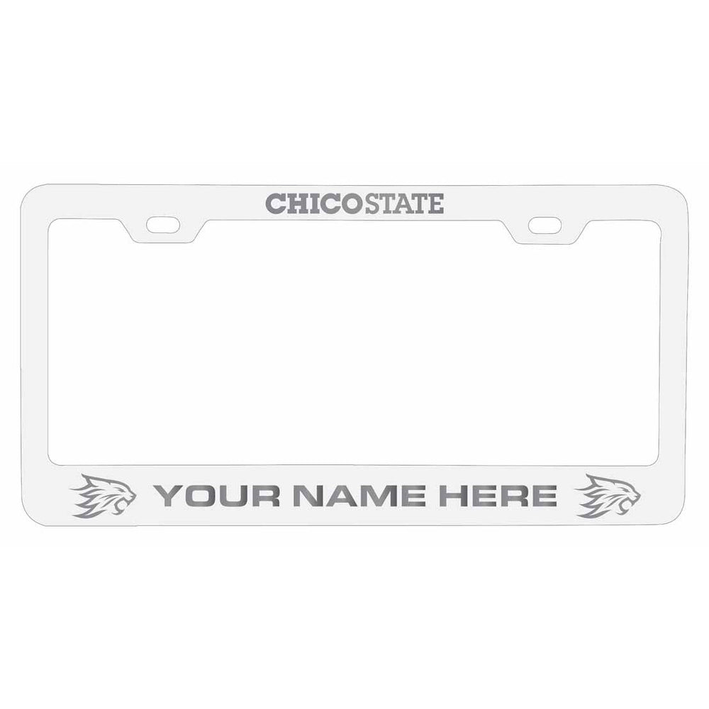 Customizable California State University Chico NCAA Laser-Engraved Metal License Plate Frame - Personalized Car Image 2