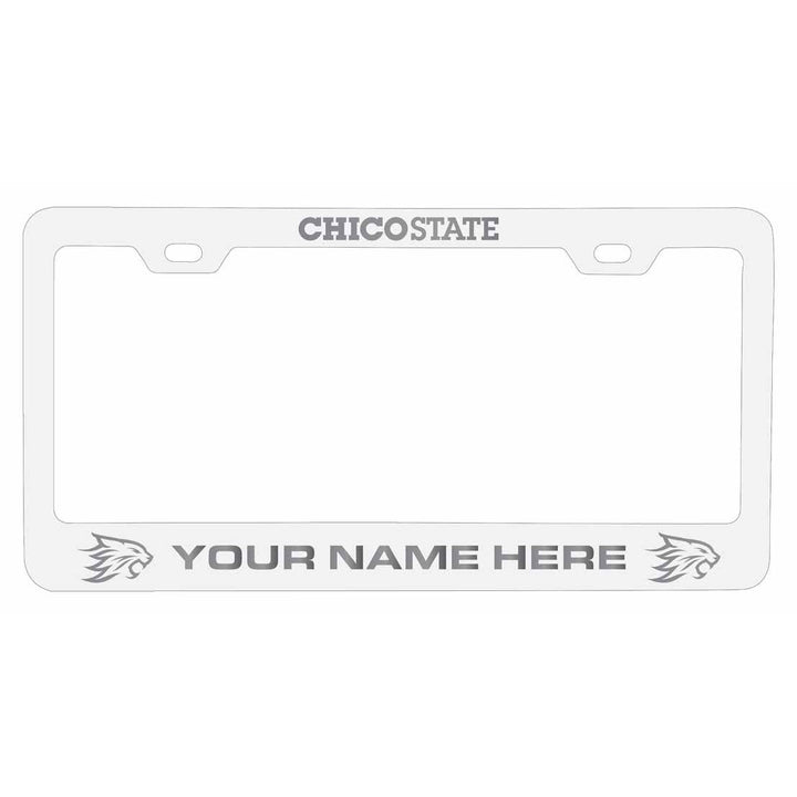 Customizable California State University Chico NCAA Laser-Engraved Metal License Plate Frame - Personalized Car Image 2