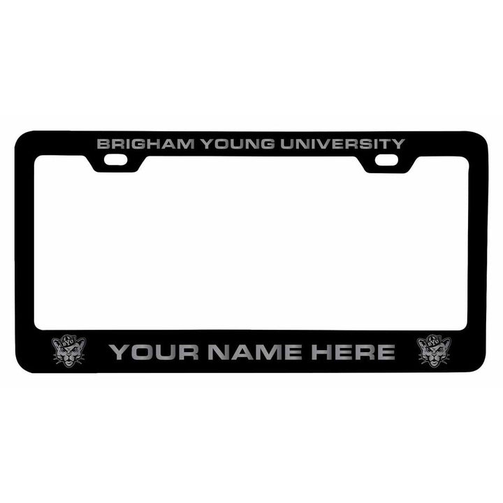 Customizable Brigham Young Cougars NCAA Laser-Engraved Metal License Plate Frame - Personalized Car Accessory Image 1