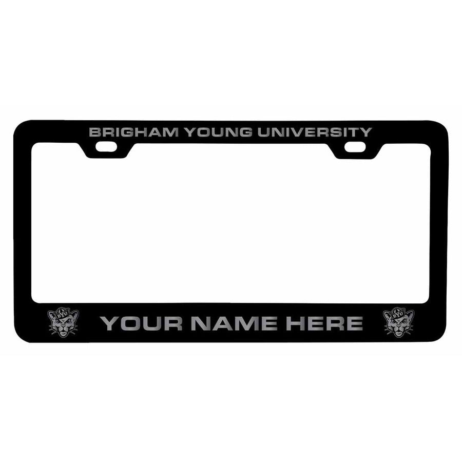 Customizable Brigham Young Cougars NCAA Laser-Engraved Metal License Plate Frame - Personalized Car Accessory Image 1