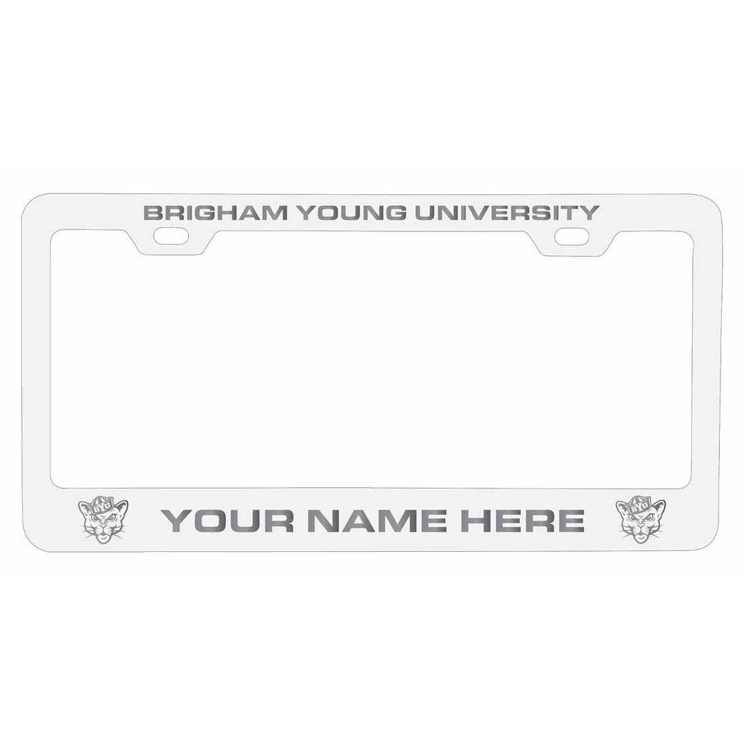 Customizable Brigham Young Cougars NCAA Laser-Engraved Metal License Plate Frame - Personalized Car Accessory Image 2