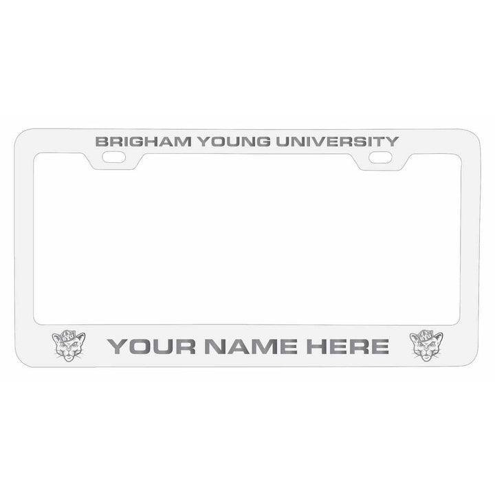 Customizable Brigham Young Cougars NCAA Laser-Engraved Metal License Plate Frame - Personalized Car Accessory Image 2