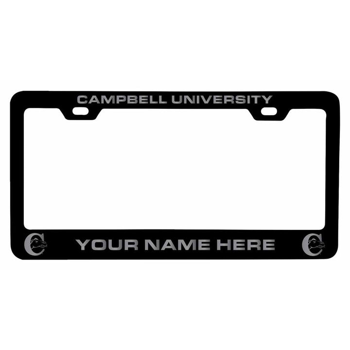 Customizable Campbell University Fighting Camels NCAA Laser-Engraved Metal License Plate Frame - Personalized Car Image 1