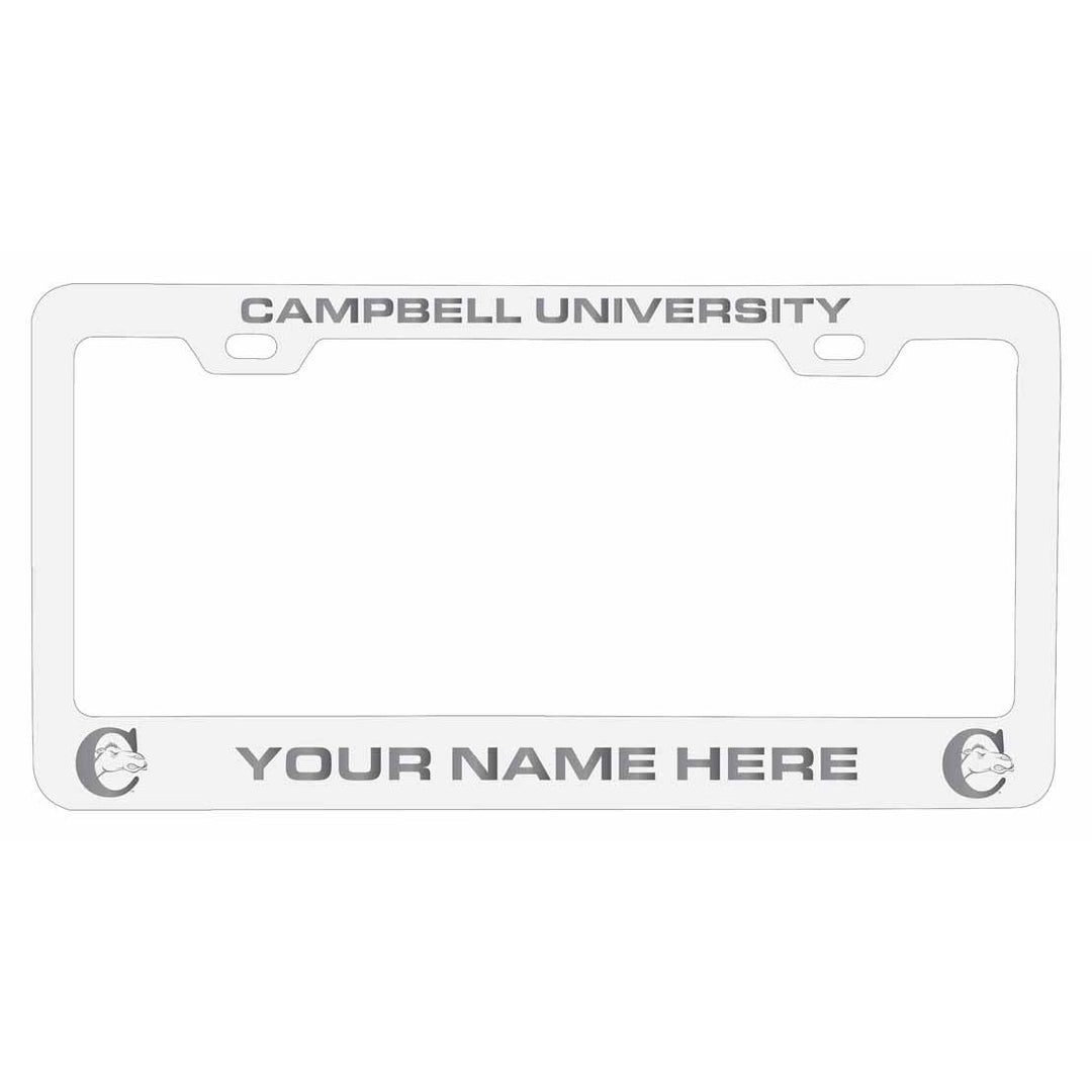 Customizable Campbell University Fighting Camels NCAA Laser-Engraved Metal License Plate Frame - Personalized Car Image 2