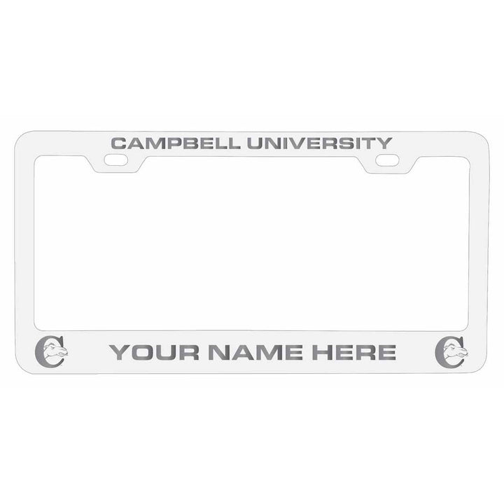 Customizable Campbell University Fighting Camels NCAA Laser-Engraved Metal License Plate Frame - Personalized Car Image 2