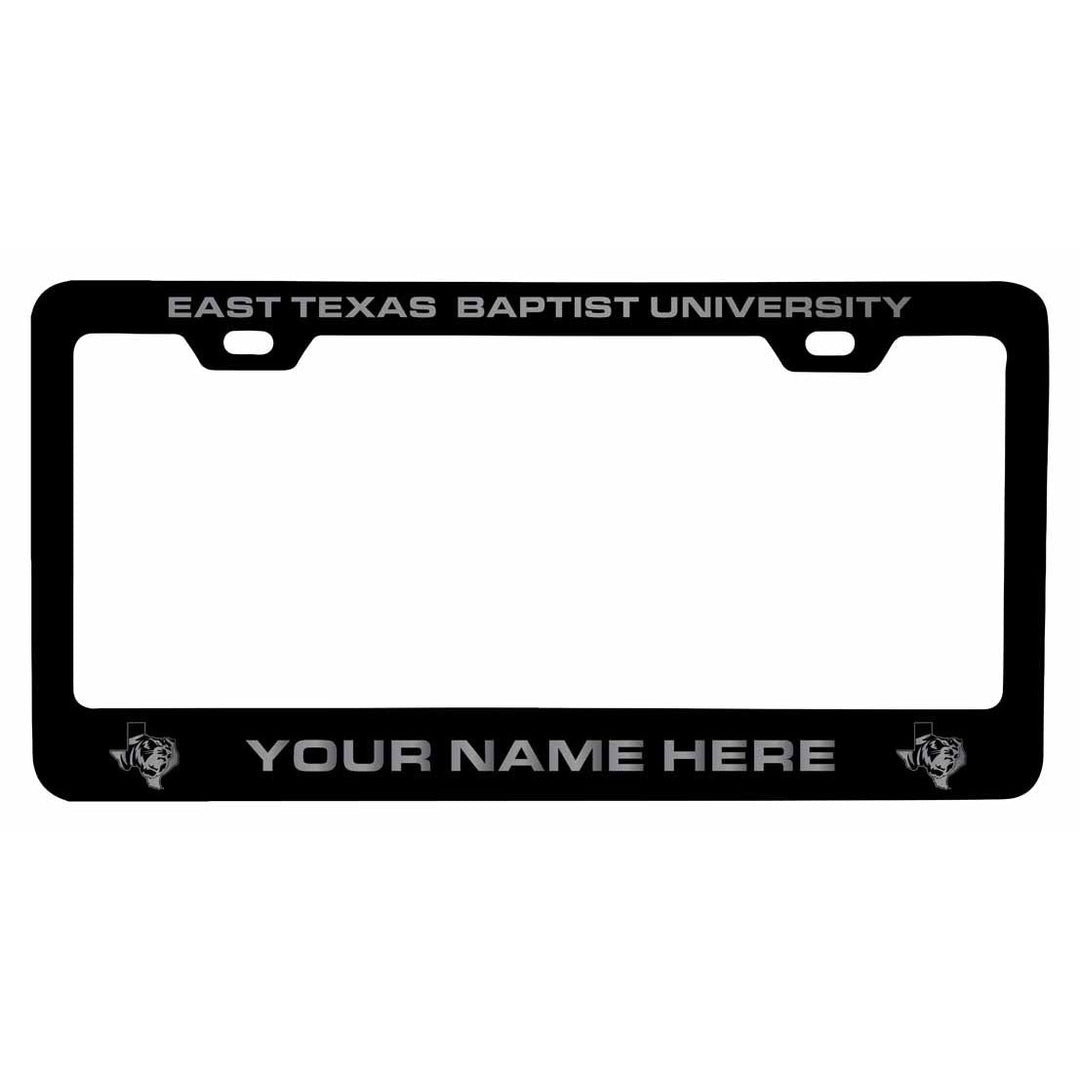 Customizable East Texas Baptist University NCAA Laser-Engraved Metal License Plate Frame - Personalized Car Accessory Image 1