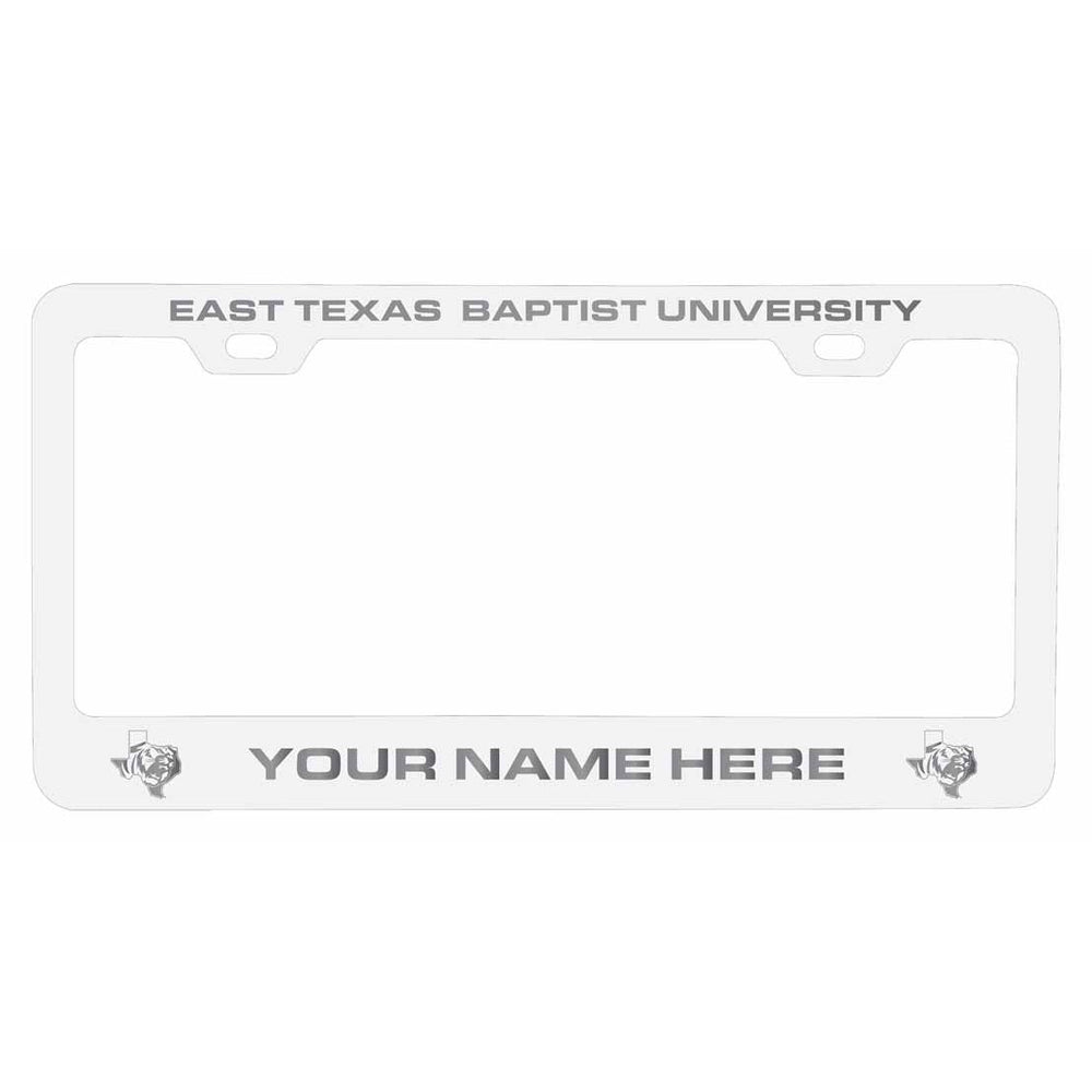 Customizable East Texas Baptist University NCAA Laser-Engraved Metal License Plate Frame - Personalized Car Accessory Image 2