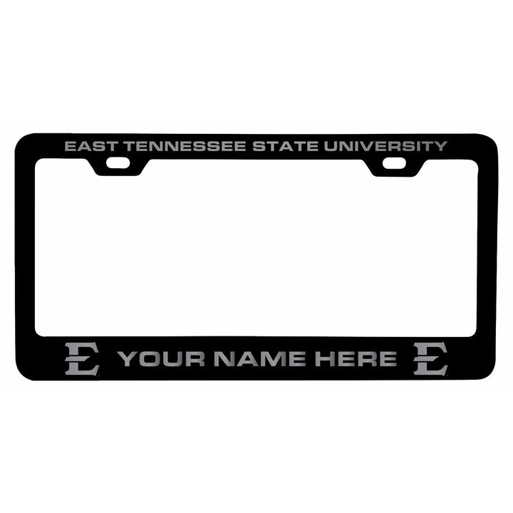 Customizable East Tennessee State University NCAA Laser-Engraved Metal License Plate Frame - Personalized Car Accessory Image 1