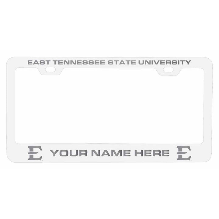 Customizable East Tennessee State University NCAA Laser-Engraved Metal License Plate Frame - Personalized Car Accessory Image 2