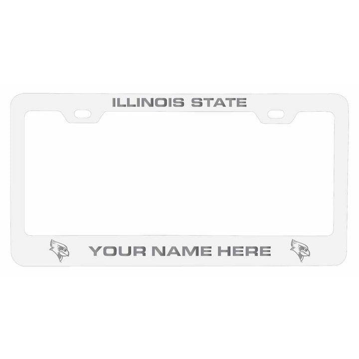 Customizable Illinois State Redbirds NCAA Laser-Engraved Metal License Plate Frame - Personalized Car Accessory Image 1