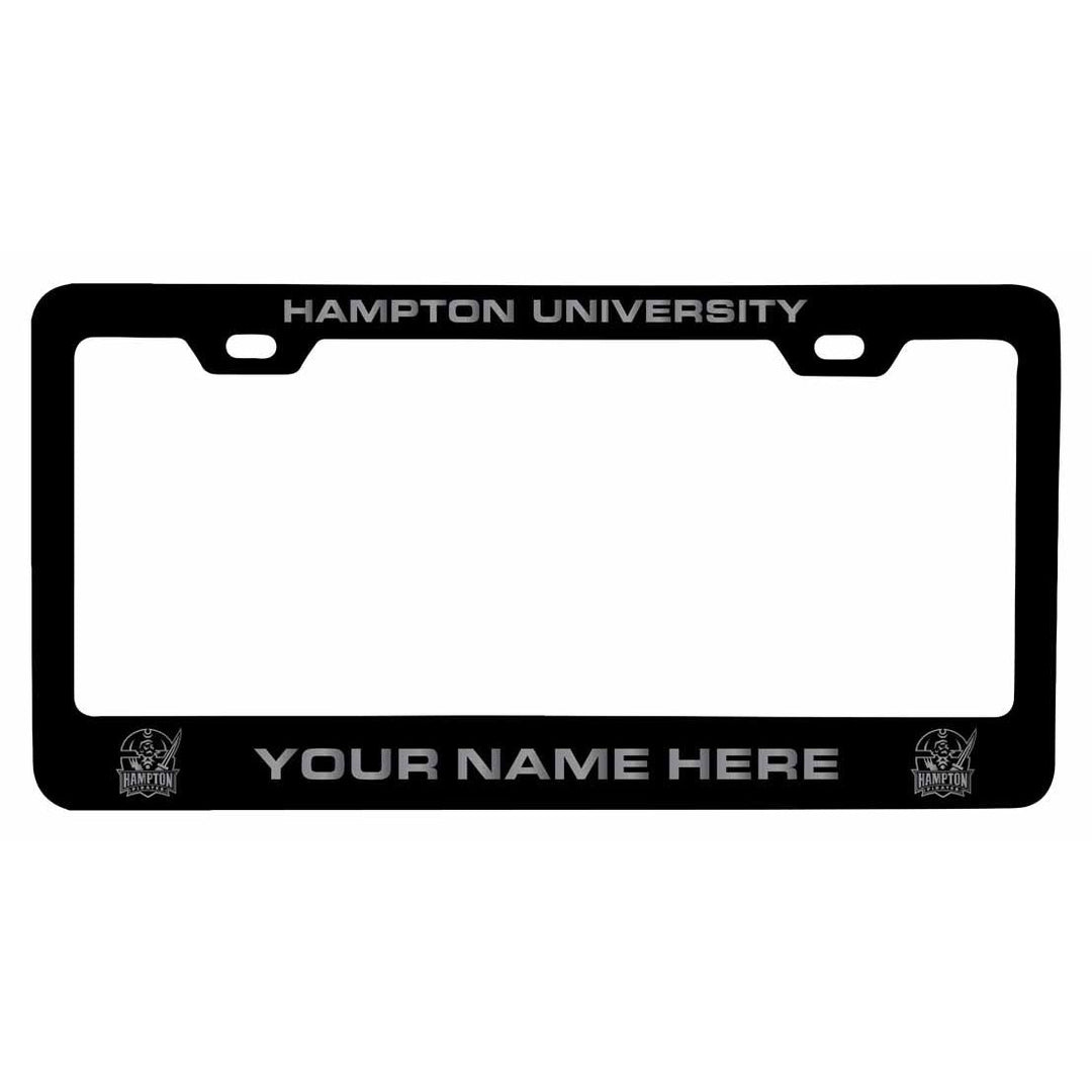 Customizable Hampton University NCAA Laser-Engraved Metal License Plate Frame - Personalized Car Accessory Image 1