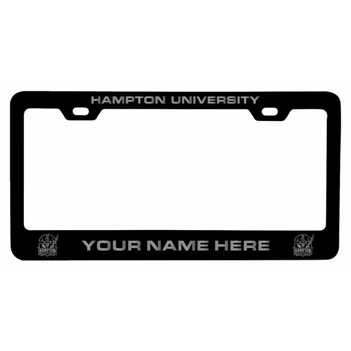 Customizable Hampton University NCAA Laser-Engraved Metal License Plate Frame - Personalized Car Accessory Image 1