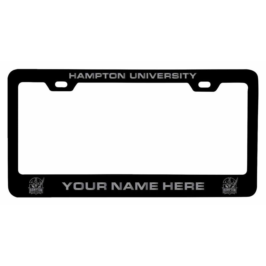 Customizable Hampton University NCAA Laser-Engraved Metal License Plate Frame - Personalized Car Accessory Image 1