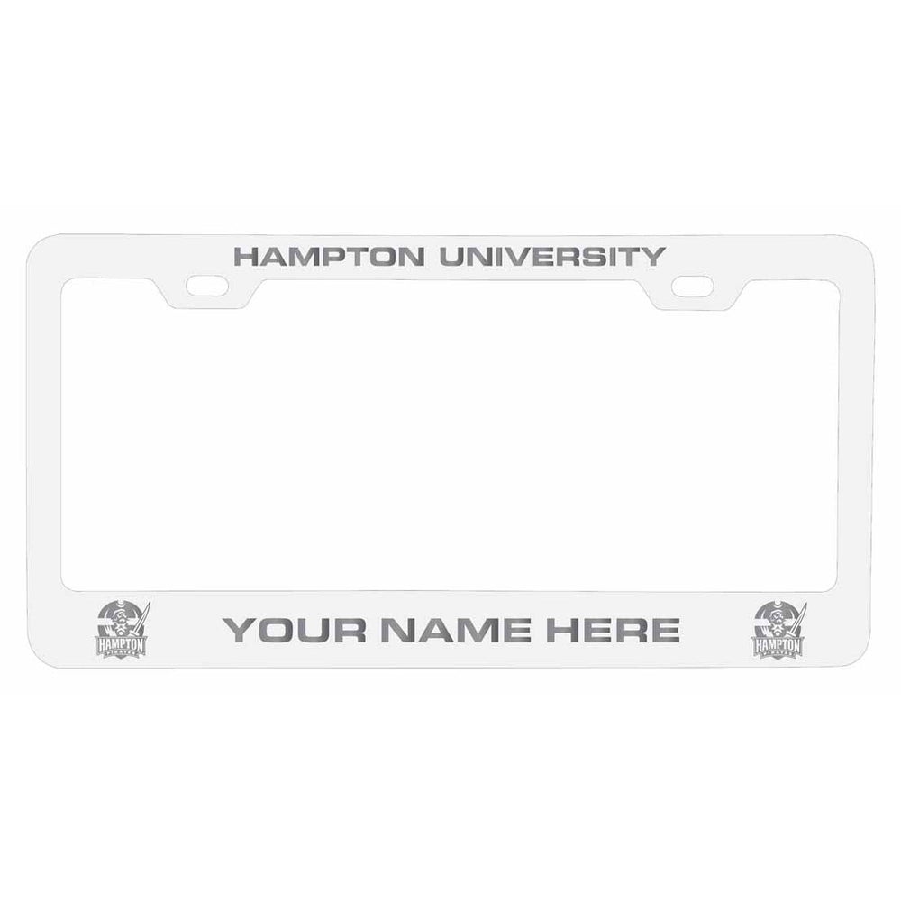 Customizable Hampton University NCAA Laser-Engraved Metal License Plate Frame - Personalized Car Accessory Image 2