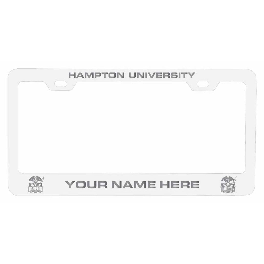 Customizable Hampton University NCAA Laser-Engraved Metal License Plate Frame - Personalized Car Accessory Image 2